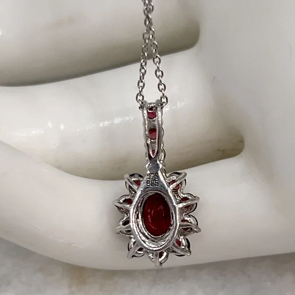 Niassa Ruby Orissa Rhodolite Garnet Sterling Silver Pendant Necklace - Picture 9 of 12
